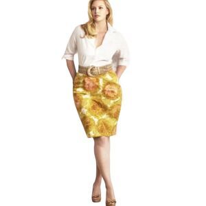 Talbots‎ Petite Spring Watercolor Floral Lined Artsy Fall Pencil Skirt Size 4p